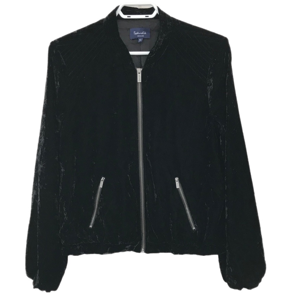 Splendid Black Velvet Bomber Jacket